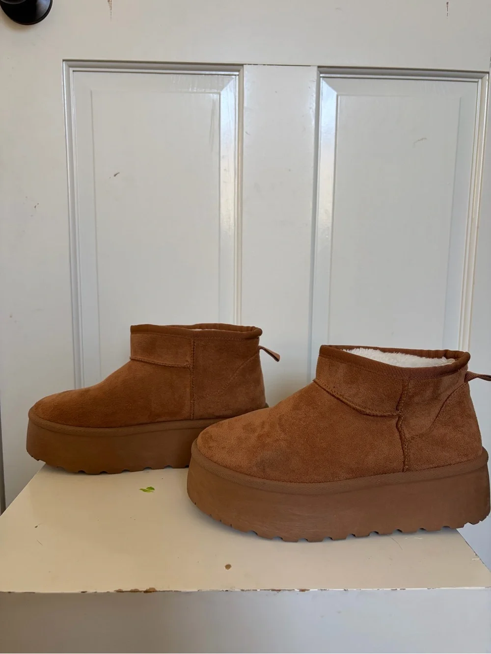 Platform Ankle Booties in Brown